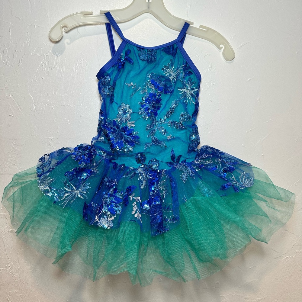 Weissman Teal and Blue  Kids Dance Costume